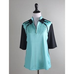 JAMIE SADOCK $149 Stretch 1/2 Zip Golf Athletic Two Tone Top Size Medium